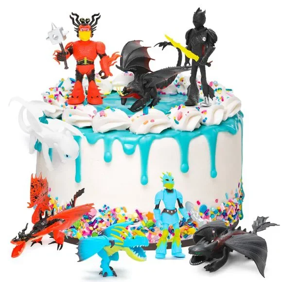 8Pcs Dragon Action Figures Set - Vikings Toys Gift Figure Mini Cake Toppers Car